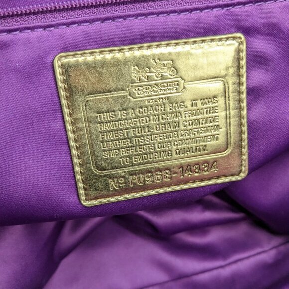 COACH  pebbled genuine leather metallic satchel shoulder bag purse - Copper - Picture 15 of 16